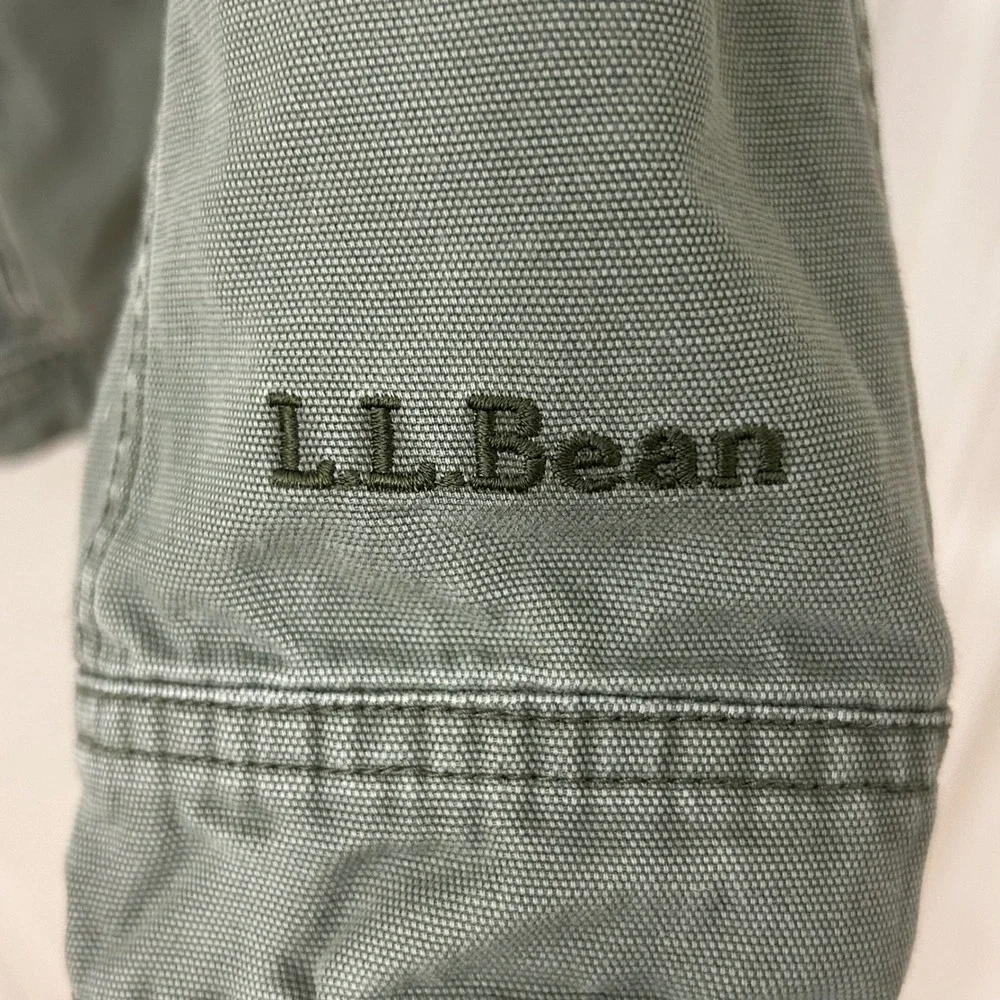 LL Bean VTG Lg 14-16 Kids Green Canvas Camo Lined Field Chore Jacket   Adult S - Picture 4 of 6
